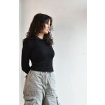 Dámska termo mikina croptop čierny s kapucňou ThermoBlack