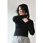 Dámska termo mikina croptop čierny s kapucňou ThermoBlack