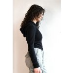 Dámska termo mikina croptop čierny s kapucňou ThermoBlack