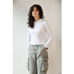 Dámska termo mikina croptop biely s kapucňou ThermoWhite