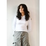 Dámska termo mikina croptop biely s kapucňou ThermoWhite