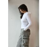 Dámska termo mikina croptop biely s kapucňou ThermoWhite
