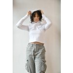 Dámska termo mikina croptop biely s kapucňou ThermoWhite