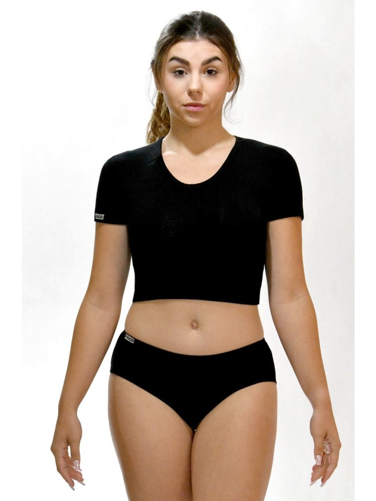 Bambusové tričko croptop čierny